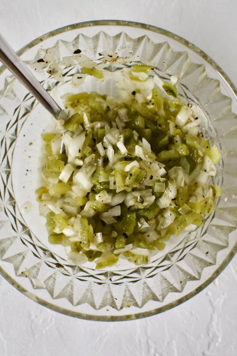 Quick Hatch Chile Salsa whipped up in a bowl.