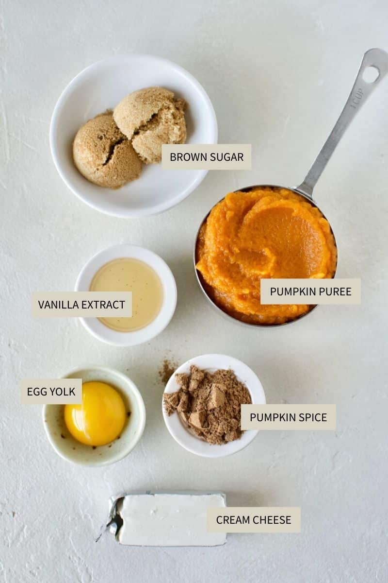 Ingredients needed to make Pumpkin Cheesecake Hand Pies.