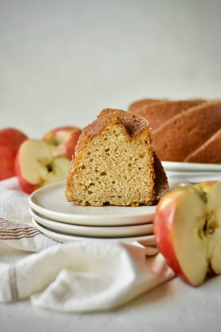 A slice of Apple Cider Donut Cake.