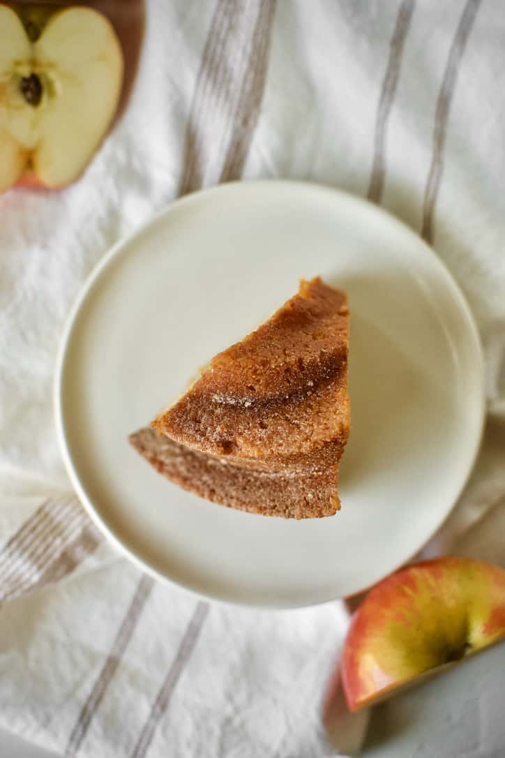 A slice of Apple Cider Donut Cake.