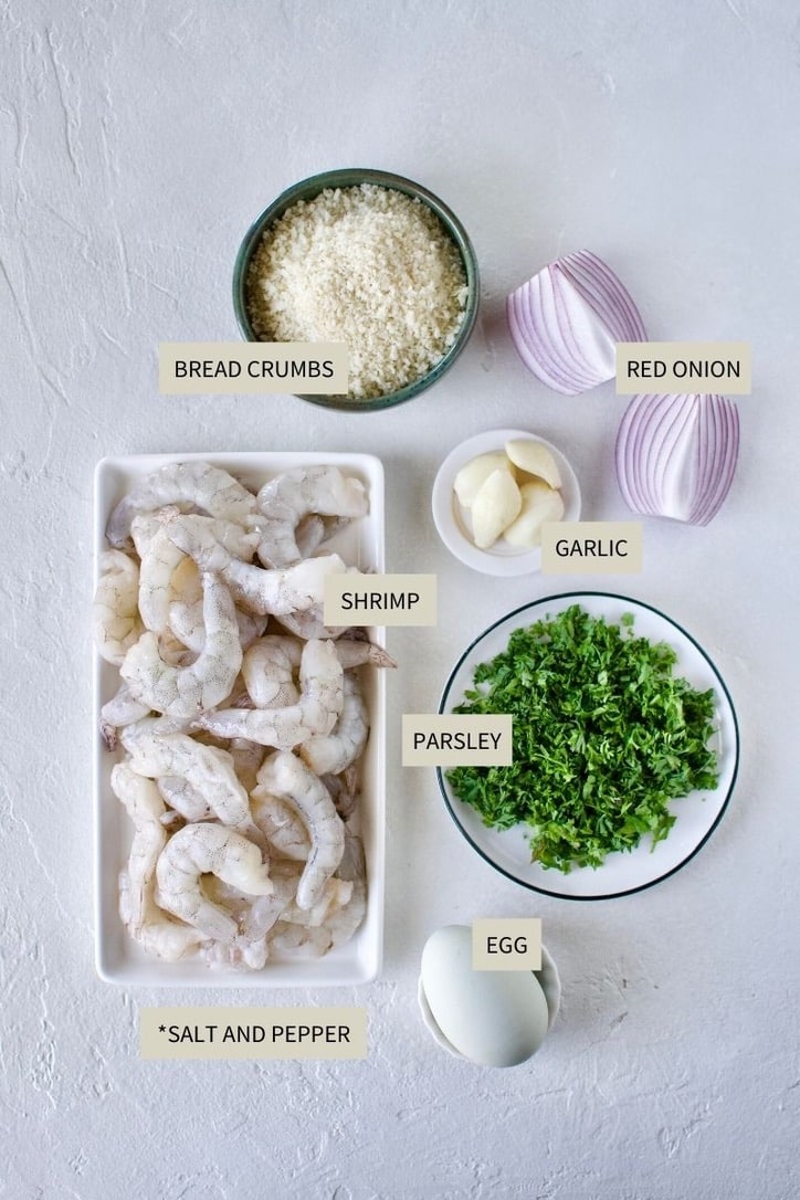 Ingredients needed to make Shrimp Balls.