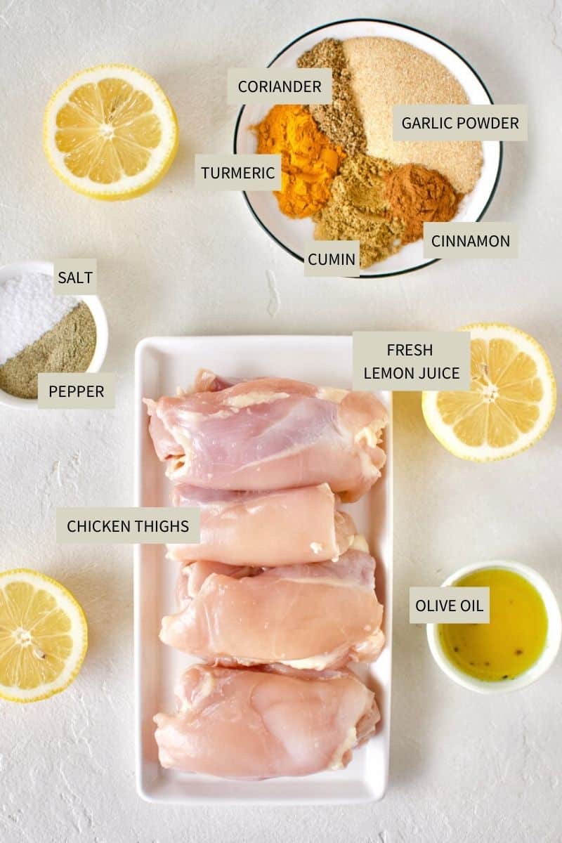 Ingredients needed to make Chicken Shawarma.