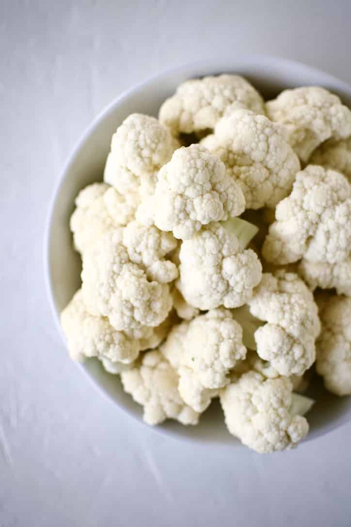 Raw cauliflower before cooking.