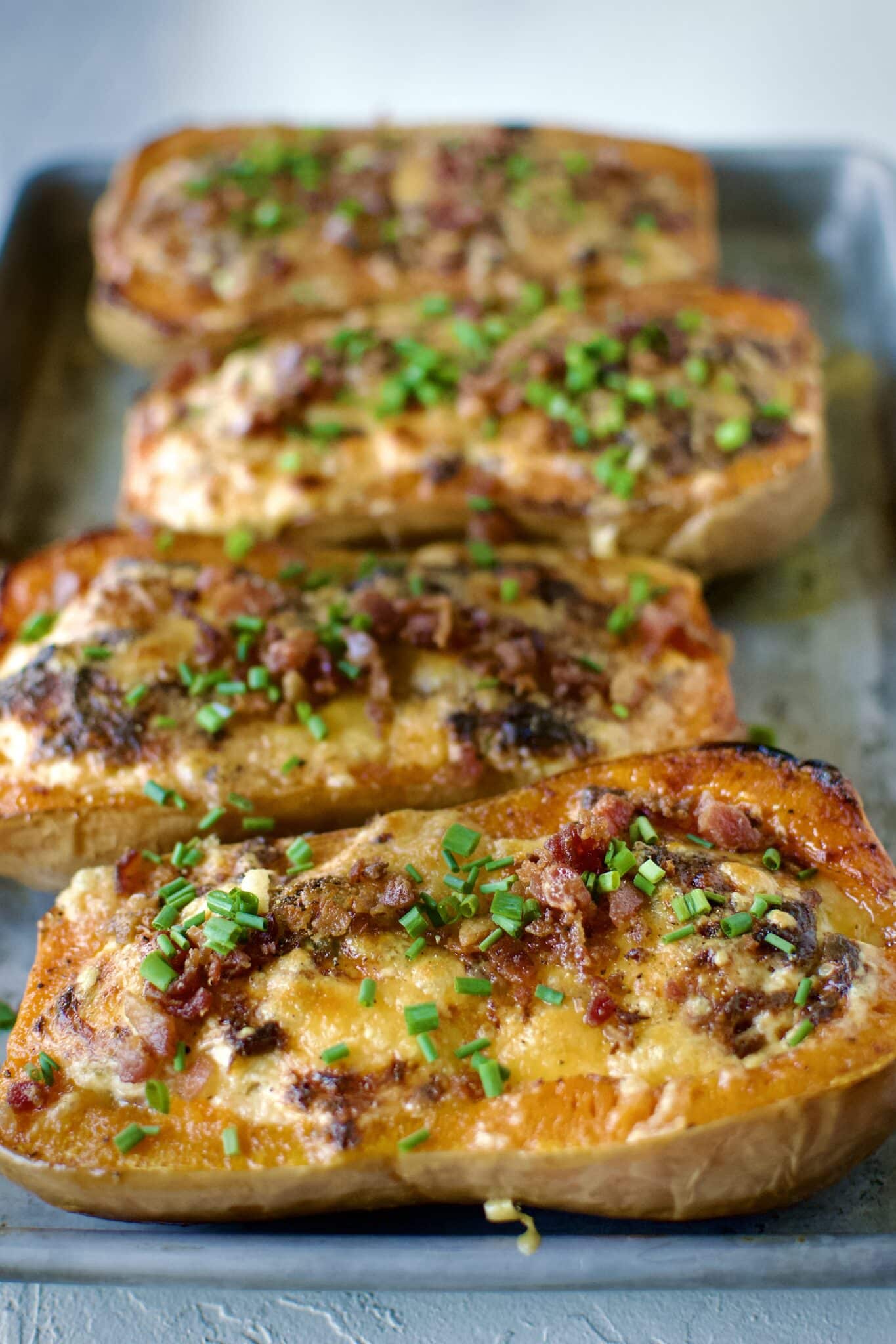 Stuffed Butternut Squash cooked and ready to eat.