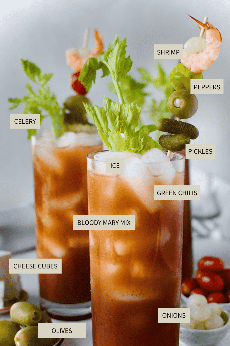 Ingredients needed to make Perfect Bloody Mary Recipe.