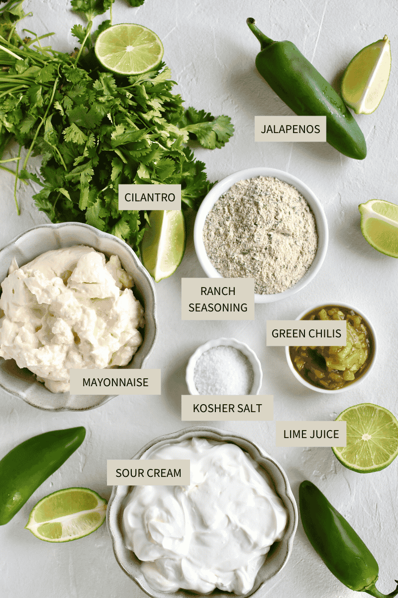 Ingredients needed to make Creamy Jalapeño Dip