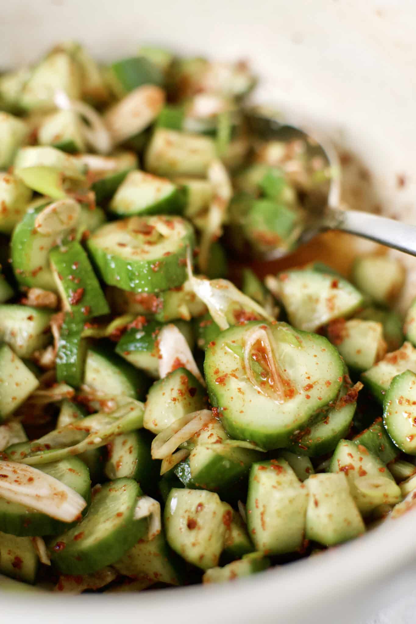 Joanna Gaines Cucumber Kimchi Salad prepared by KendellKreations.com
