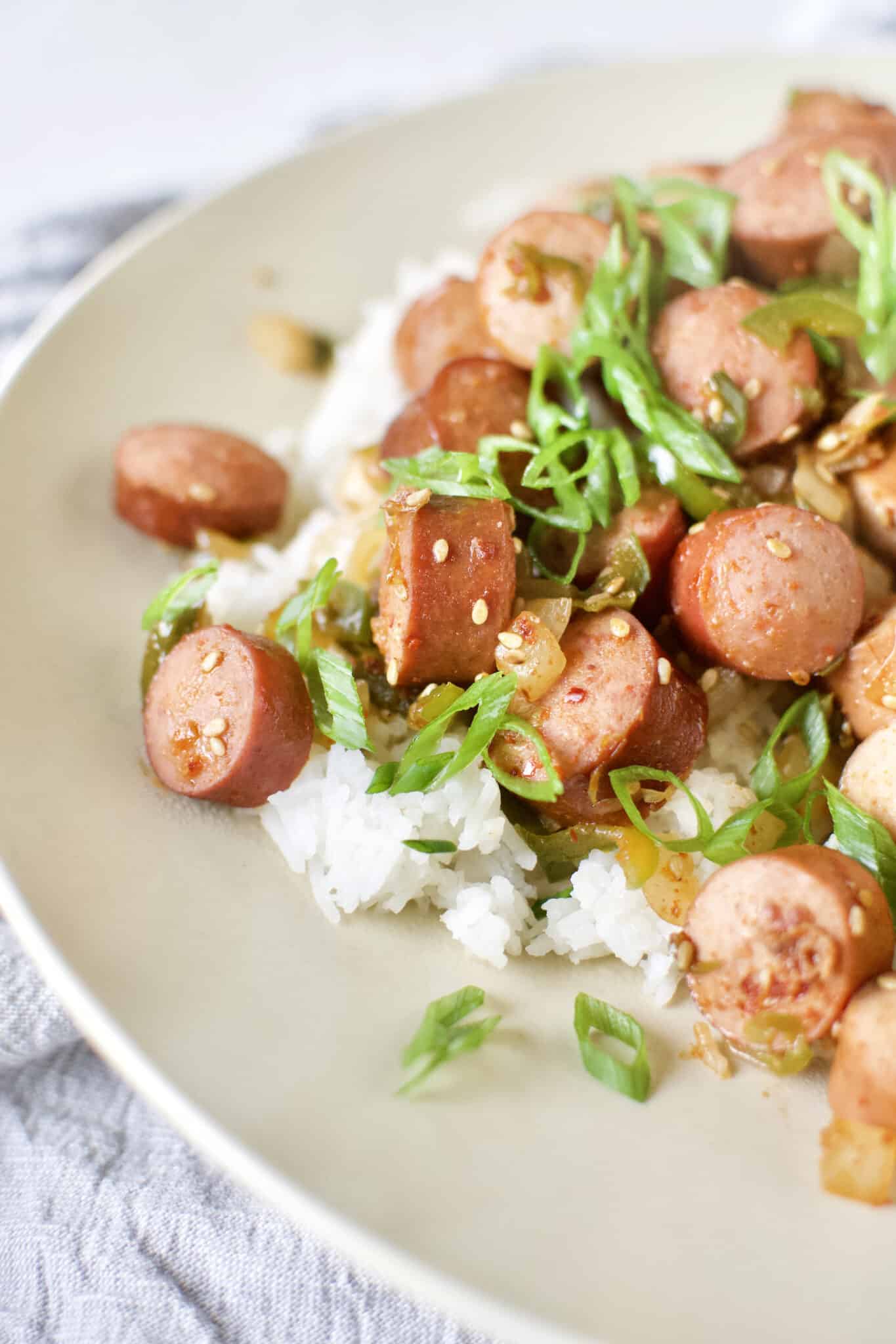 Hot Dogs And Rice With Cucumber Kimchi Salad KendellKreations