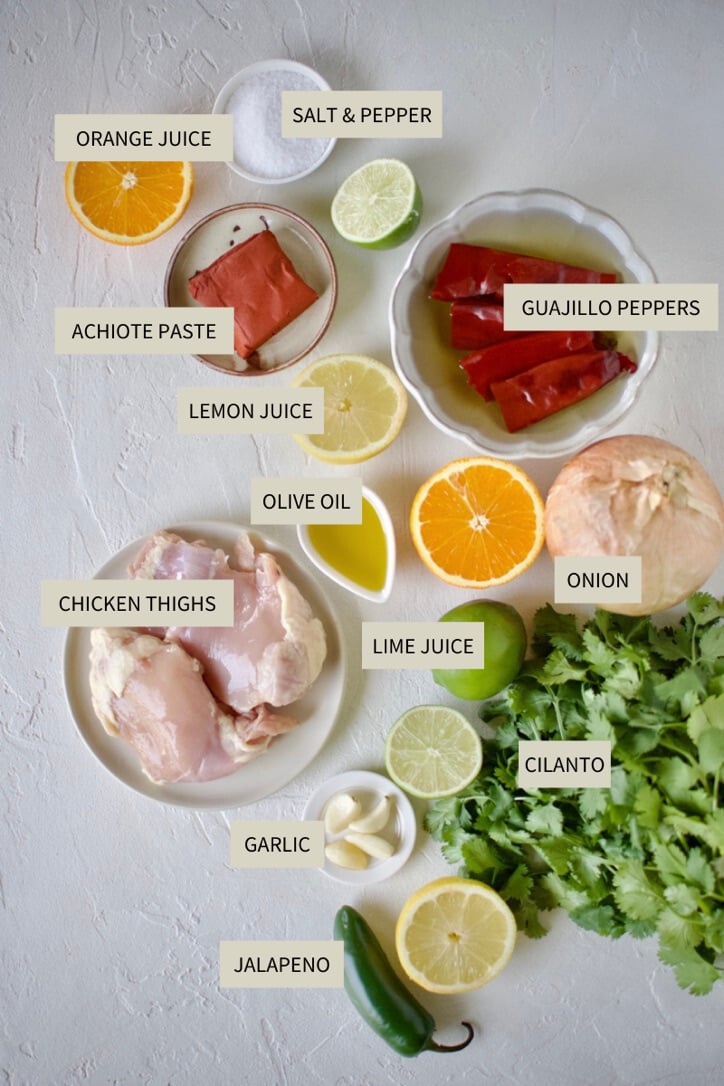 Ingredients needed to make Pollo Asado Recipe.