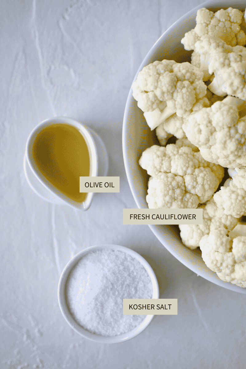 Ingredients needed to make Fried Cauliflower in Olive Oil.