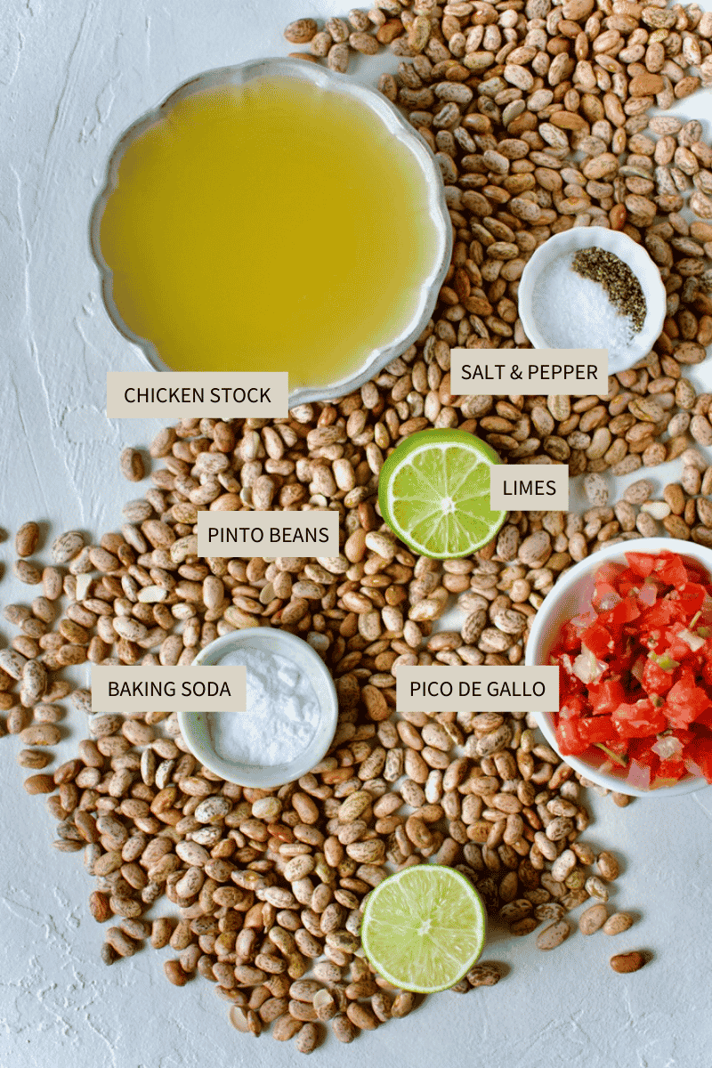 Ingredients needed to make Pressure Cooker Pinto Beans.