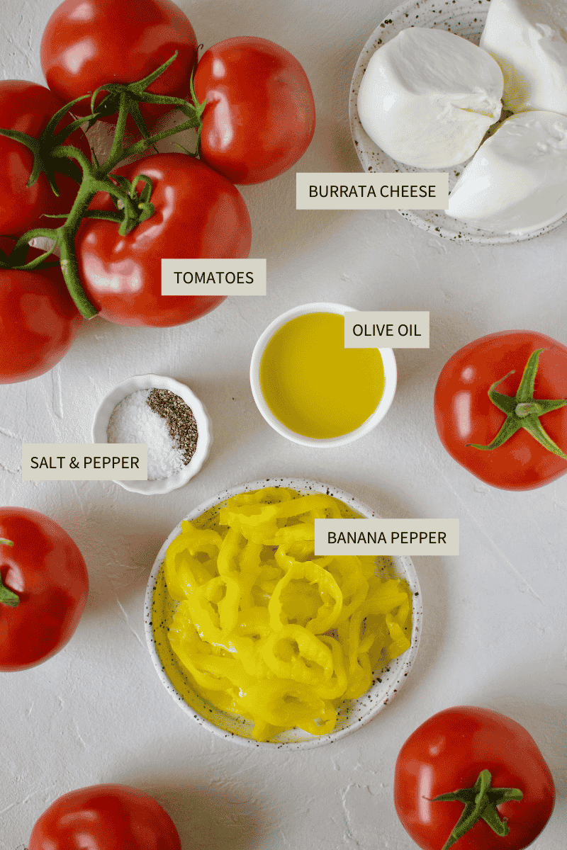 Ingredients needed to make Tomato Salad.