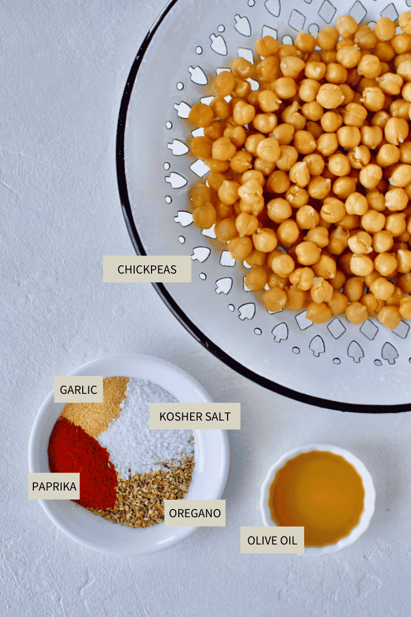 Ingredients needed to make Crispy Roasted Chickpeas.