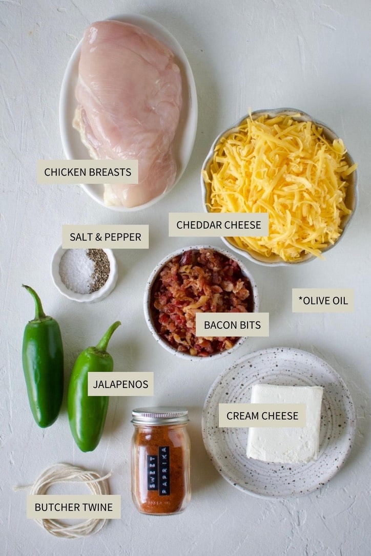 Ingredients needed to make Stuffed Chicken Breast with Cheese.