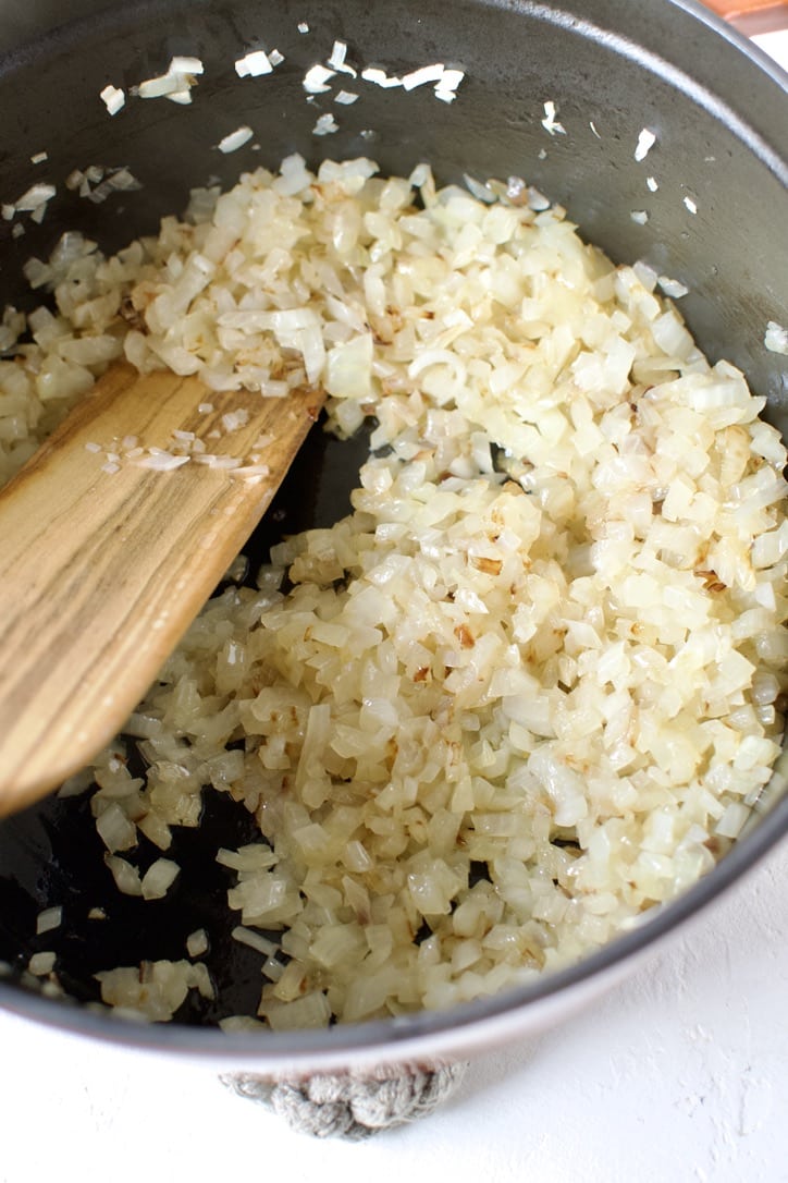 Sweating the onions for Chicken Ragu.