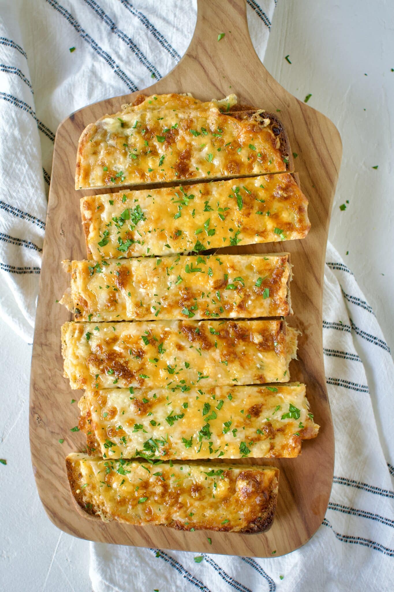 Cheesy Garlic Bread sliced and ready to eat.