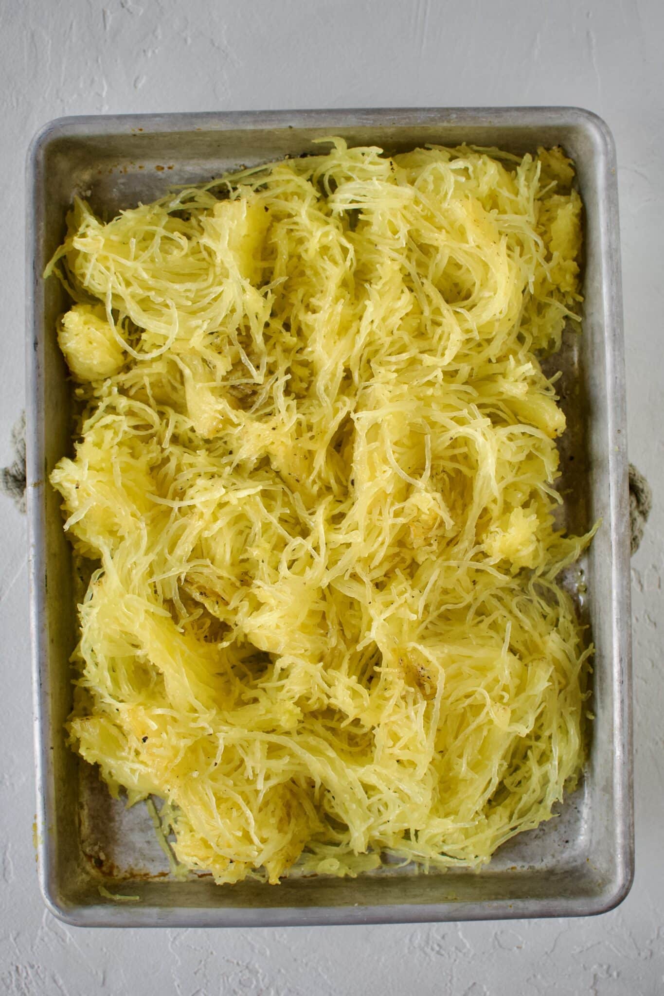 Roasted Spaghetti Squash after roasting and removing it from the skin.