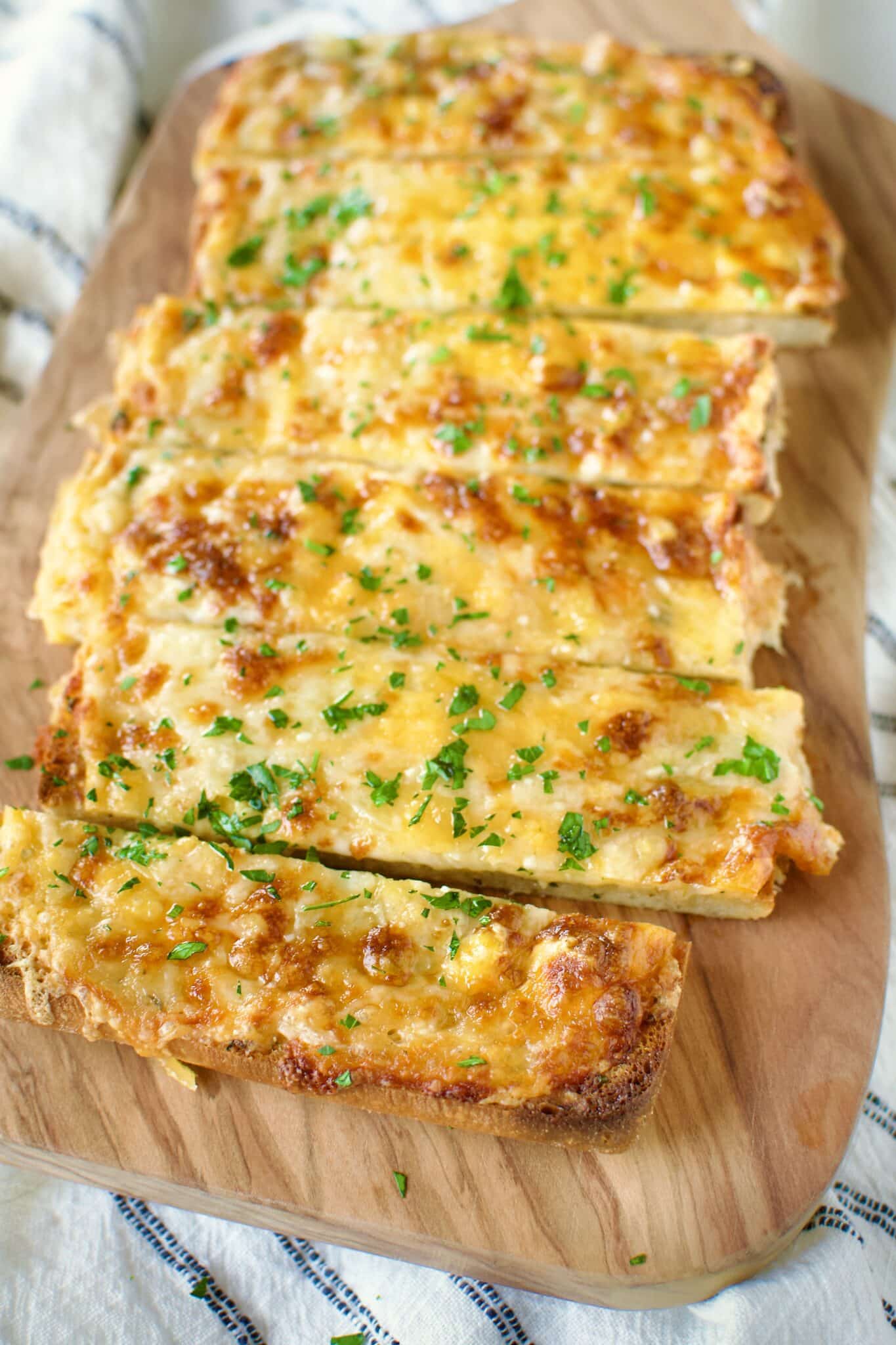 Cheesy Garlic Bread sliced and ready to eat.