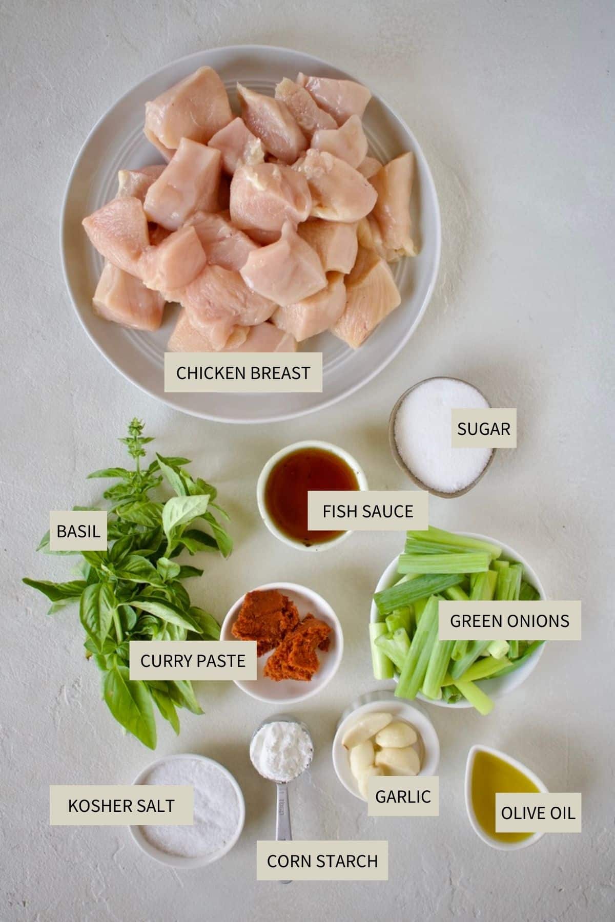 Ingredients needed to make Ground Chicken Meatballs.