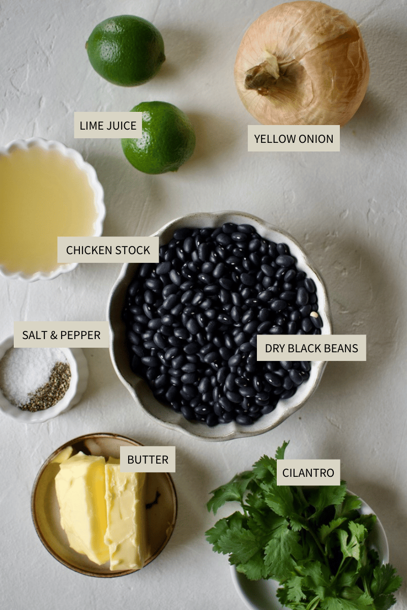 Ingredients needed to make Black Bean Dip.