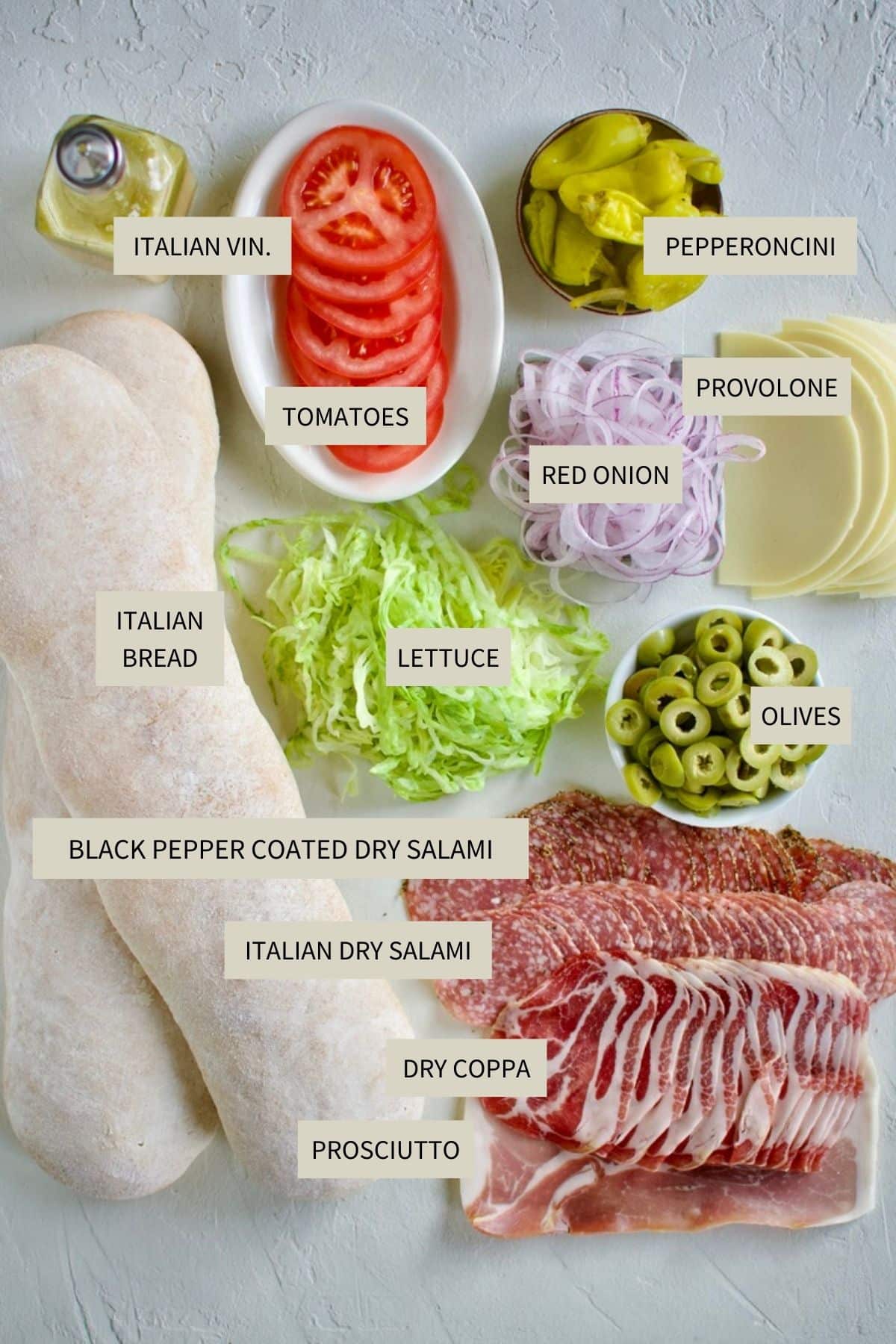 Ingredients needed to make Italian Subs Recipe.