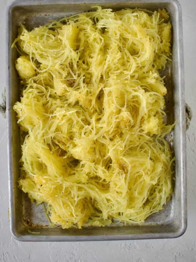 Roasted Spaghetti Squash after roasting and removing it from the skin.