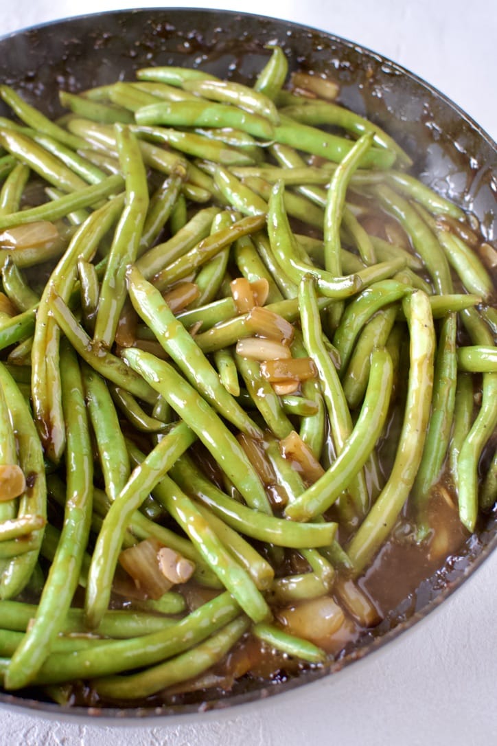 Green Beans simmering in the sauce.
