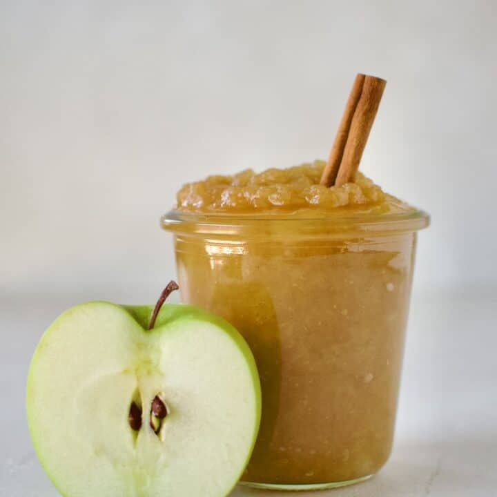 Homemade Apple Sauce in a jar to be saved for later use or consumption.