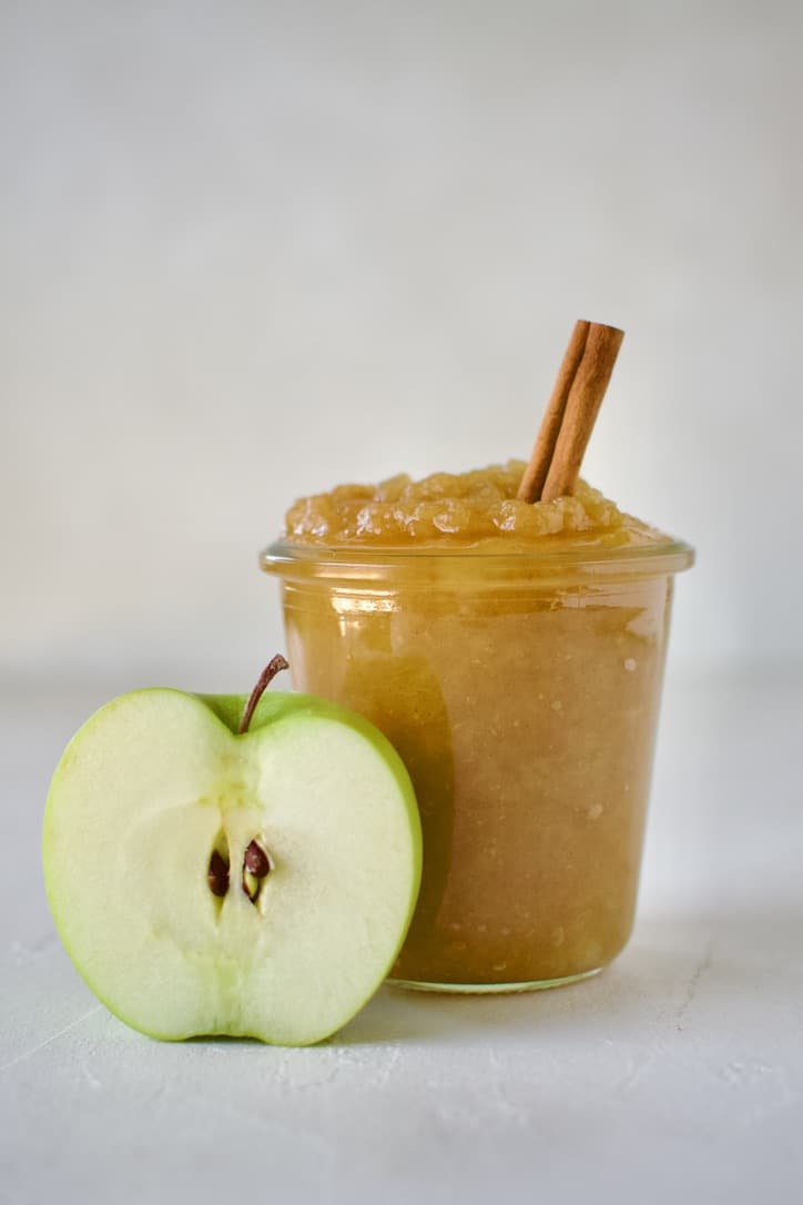 Homemade Apple Sauce in a jar to be saved for later use or consumption.