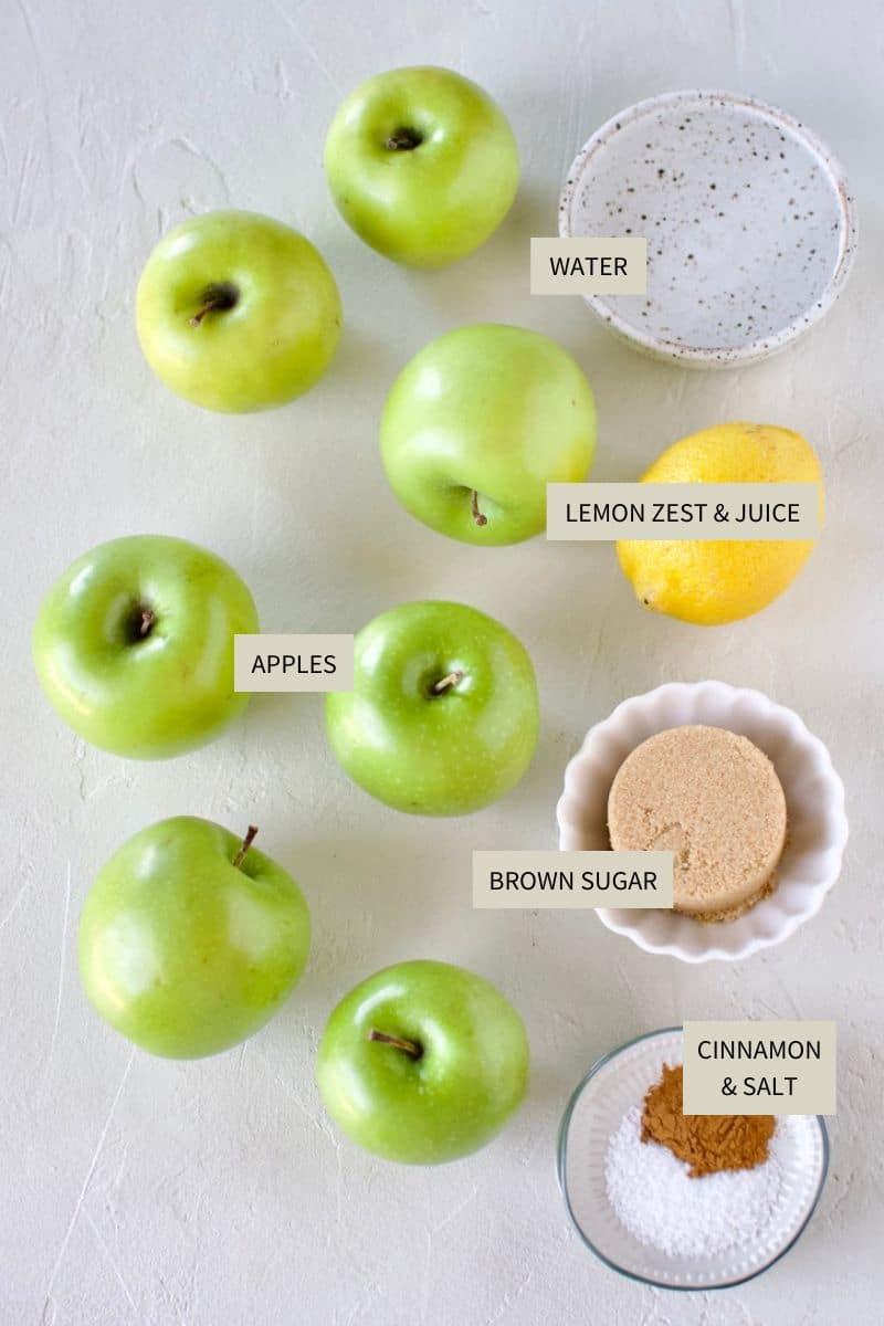 Ingredients needed for How to make Homemade Applesauce.