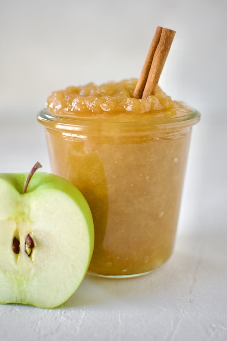 Homemade Apple Sauce in a jar to be saved for later use or consumption.