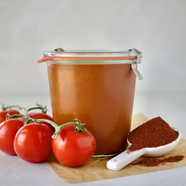 Red Enchilada Sauce in a jar for later use.
