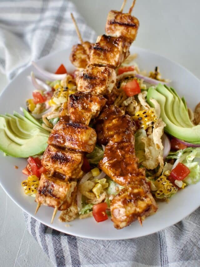 How to make a summery BBQ Chicken Salad, perfect for grilled dinner!