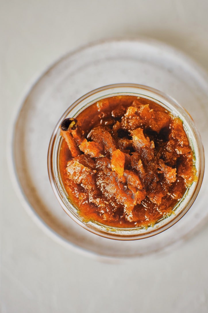 Pumpkin Jam, in a jar, ready to eat or save for later.