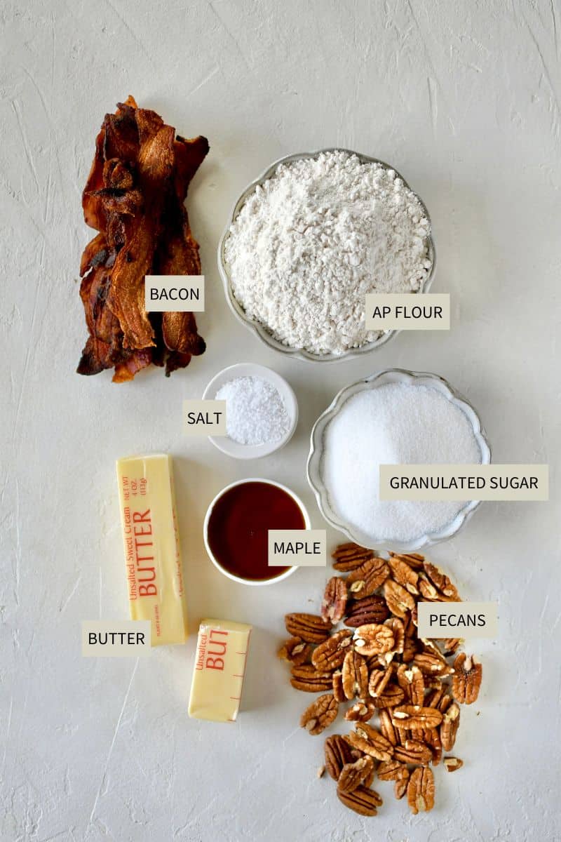 Ingredients needed to make Pecan Shortbread Cookies.