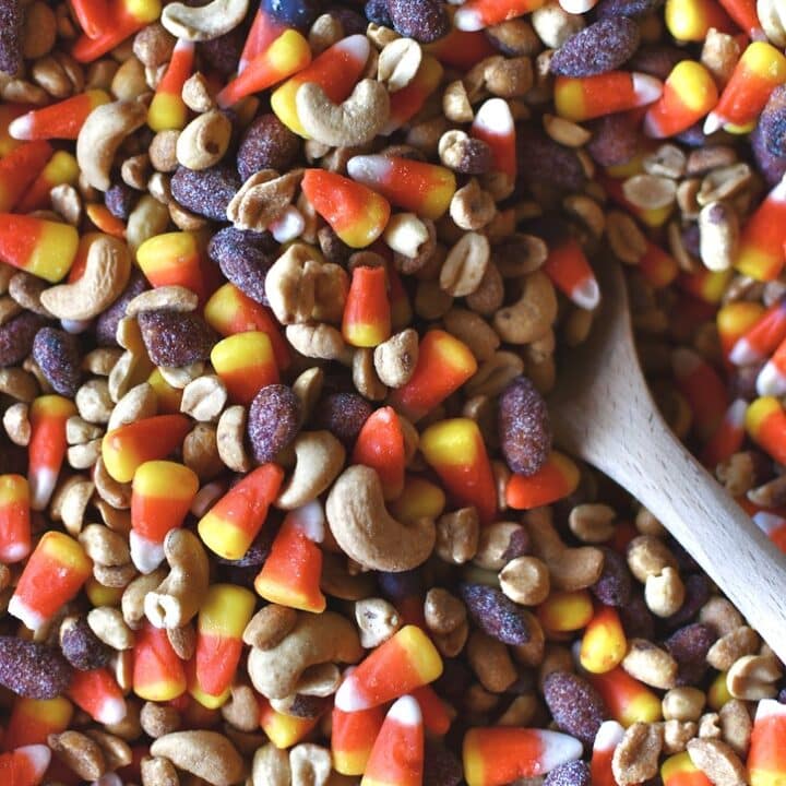 Candy Corn and Peanuts after mixing all ingredients together in a large bowl.