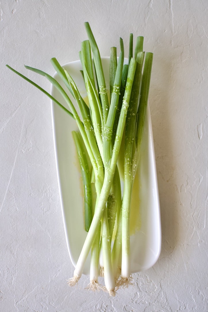 Scallions before cooking.