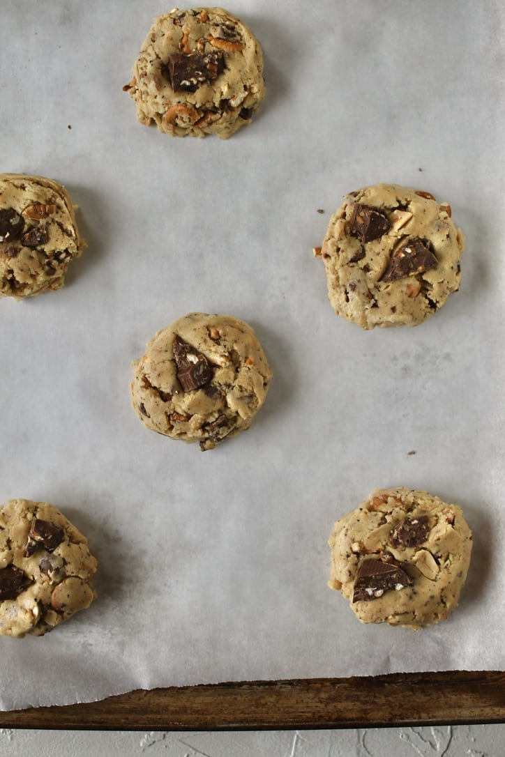 Cookies after portioning and before baking.