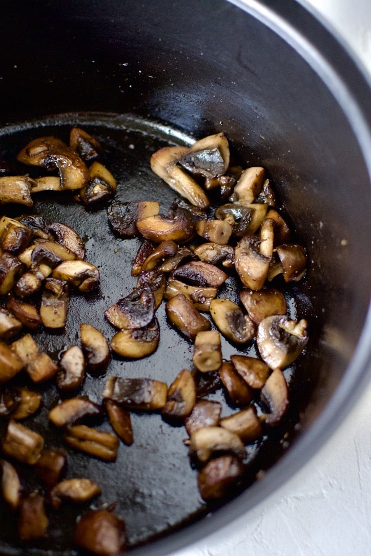 Chopped mushrooms that have been sauteed until browned.