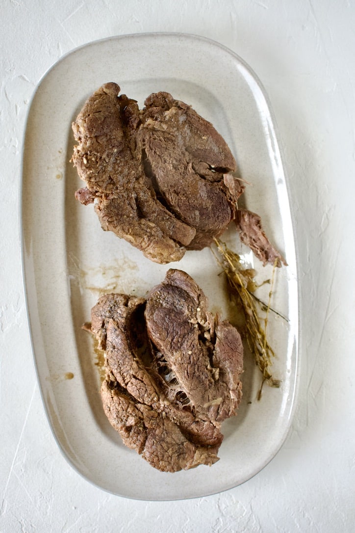 Chuck Roast after braising for a few hours.