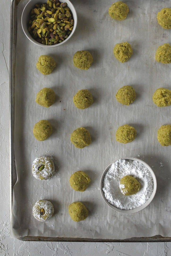 Pistachio Amaretti Cookies before baking.