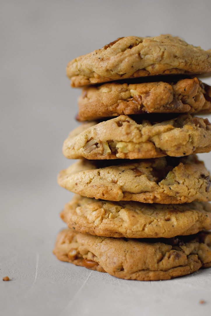 Kitchen Sink Cookies stacked up.