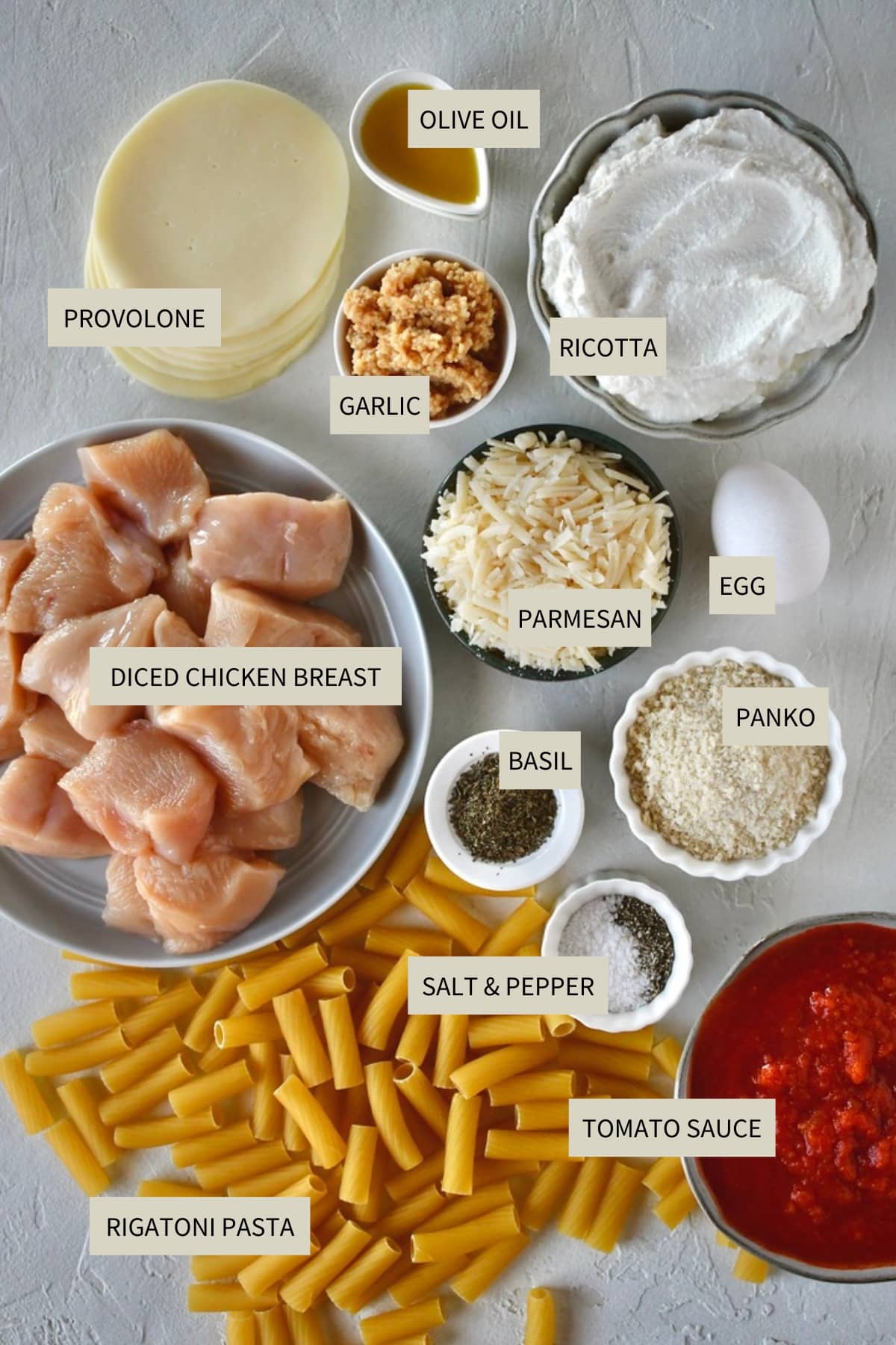 Ingredients needed to make Parmesan Chicken Meatballs.