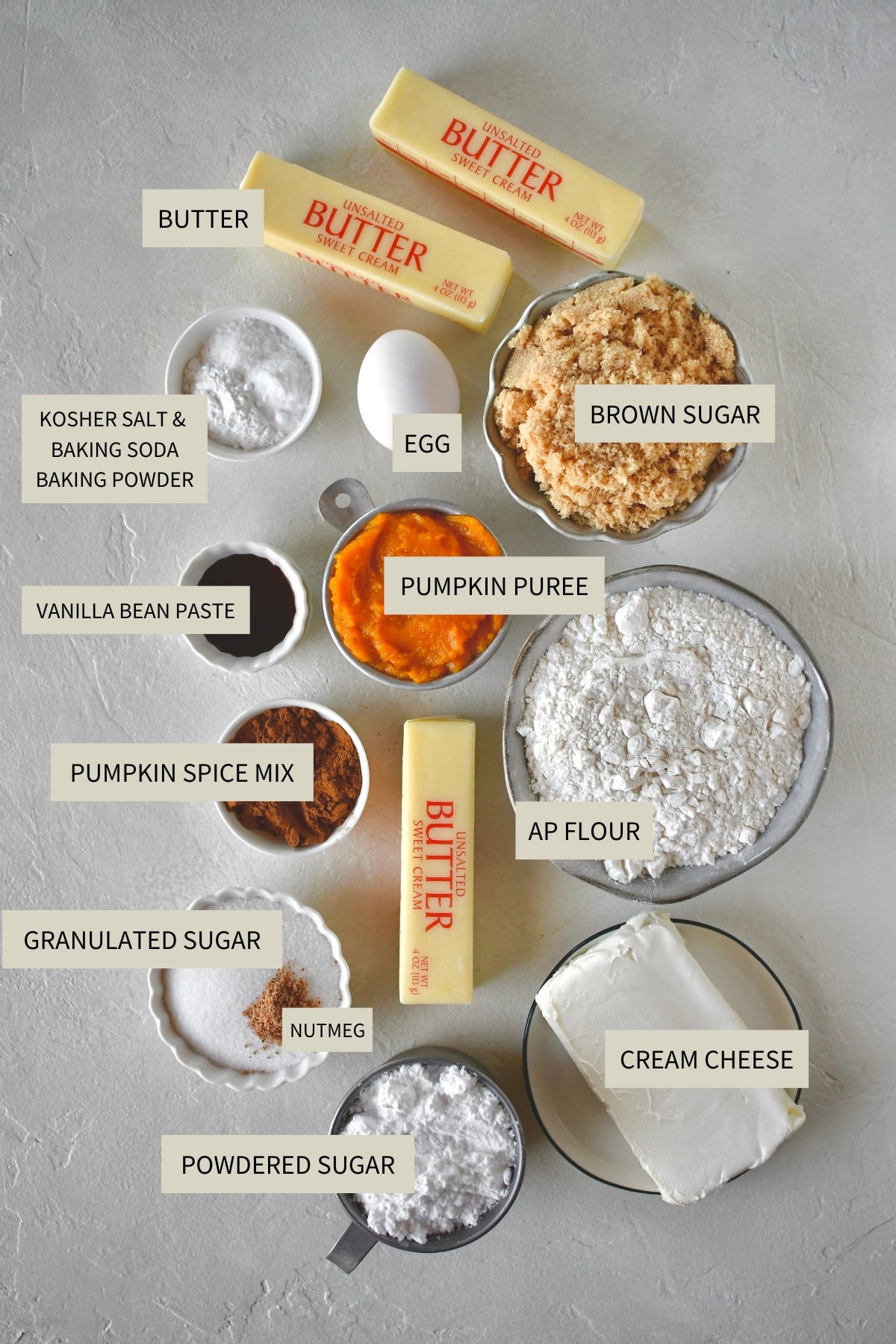 Ingredients needed to make Pumpkin Whoopie Pies.
