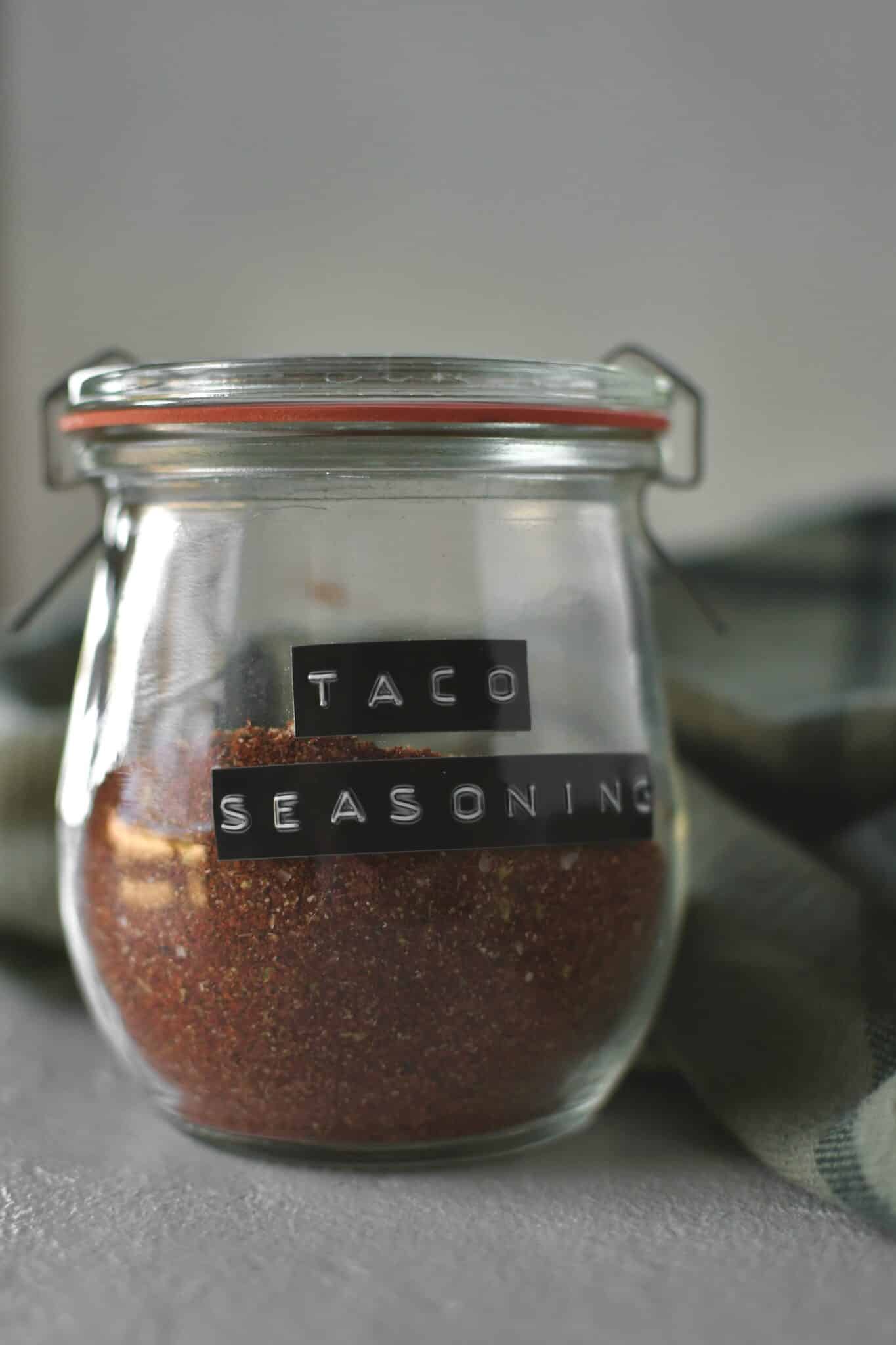 Taco Seasoning in a jar, ready to be used.