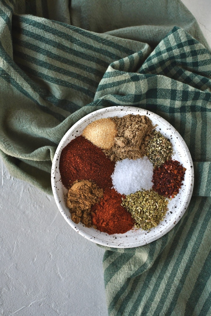 Taco Seasoning ingredients on a plate ready to be mixed up.