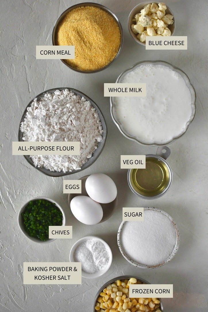 Ingredients needed to make Cornbread Muffins.