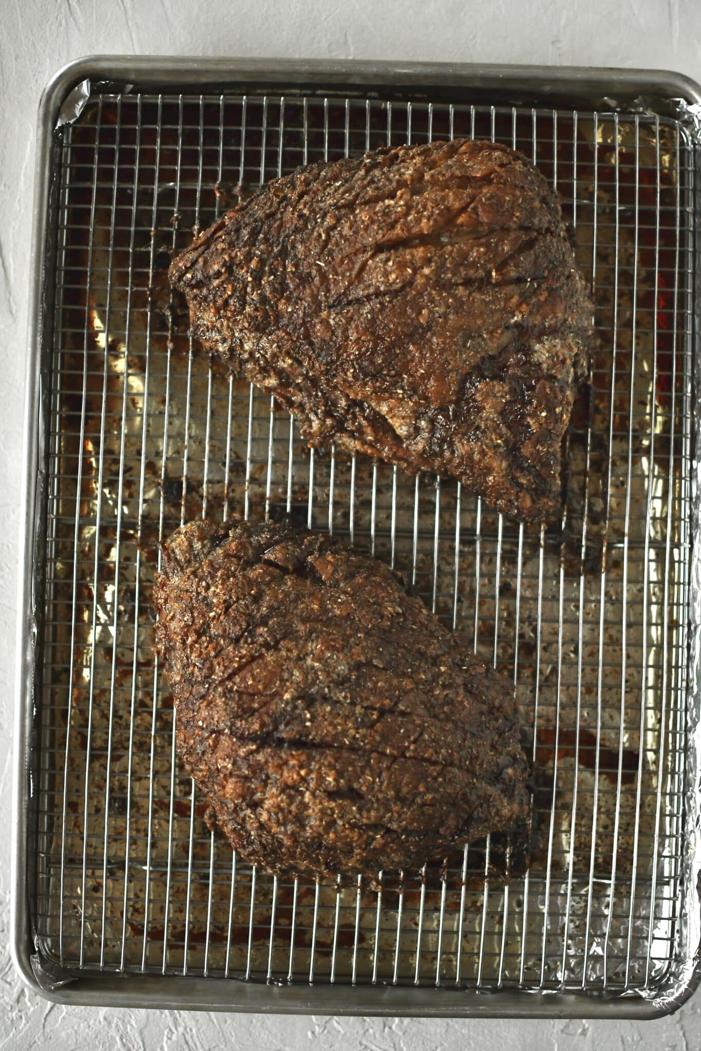 Seasoned beef after roasting.