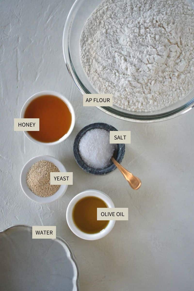 Ingredients needed to make Calzone Dough.