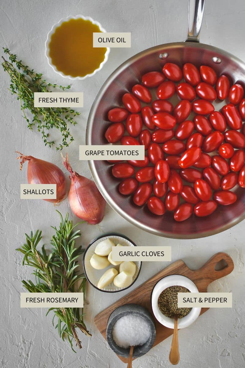 Ingredients needed to make Tomato Confit.